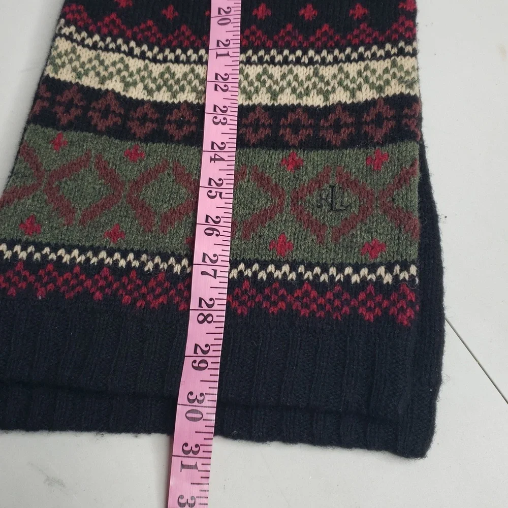 Vintage Lauren Ralph Lauren Unisex Knit Shetland Wool Scarf 90s Preppy Classic